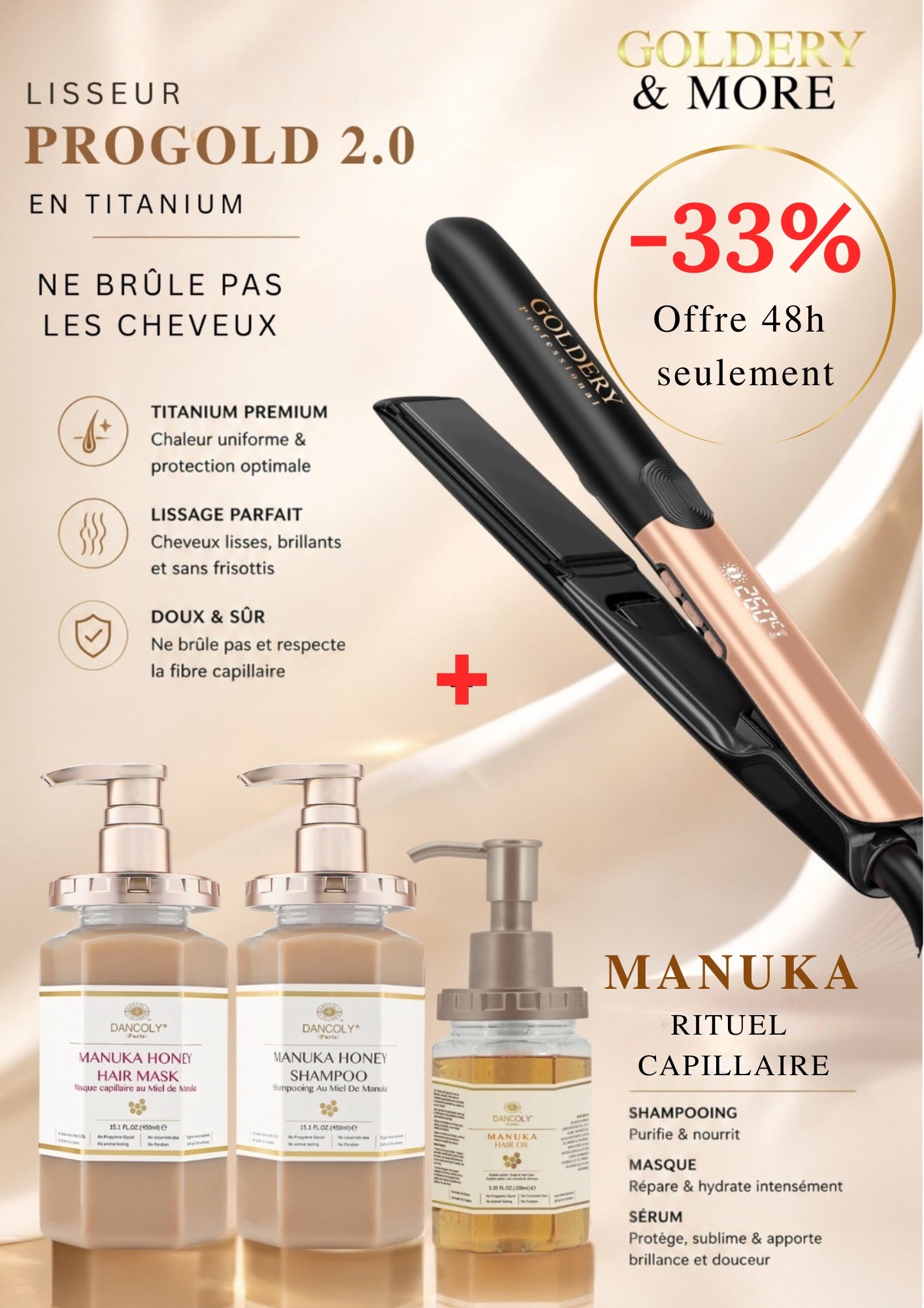 Pack Manuka Honey Complet + Lisseur ProGold 2.0